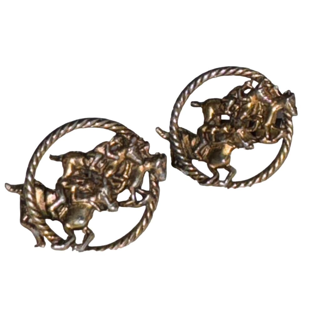 Vintage Trifecta Figurine Jockeys and Horses Cufflinks Win Place Show Racing